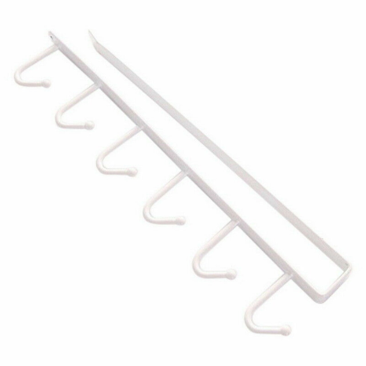 New Black 6 Hooks Cup Holder Hang Kitchen Cabinet Shelf Storage Rack Organizer-white